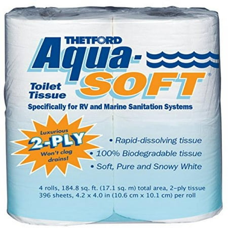 Aqua-Soft Toilet Tissue - Toilet Paper for RV and marine - 2-ply - Thetford 03300 (Pack of (Best Marine Toilet Paper)