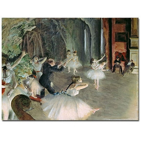 Trademark Fine Art Edgar Degas The Rehearsal of the Ballet on Stage Canvas Wall Art - 14x19