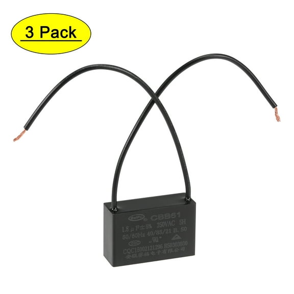 Uxcell 1.8uF 250V AC 2 Wires CBB61 Ceiling Fan Capacitors 3 Pack