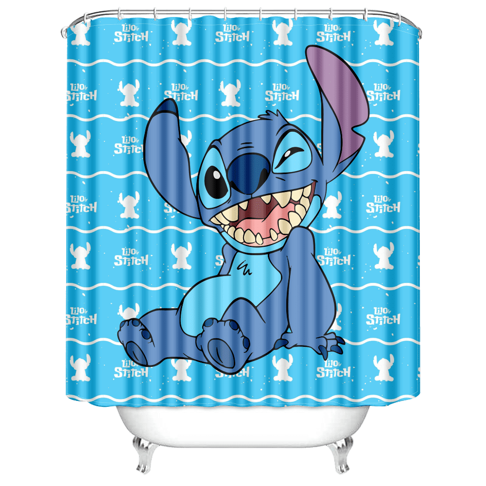 Lilo and Stitch Waterproof Fabric Anime Design Shower Curtain,Lilo