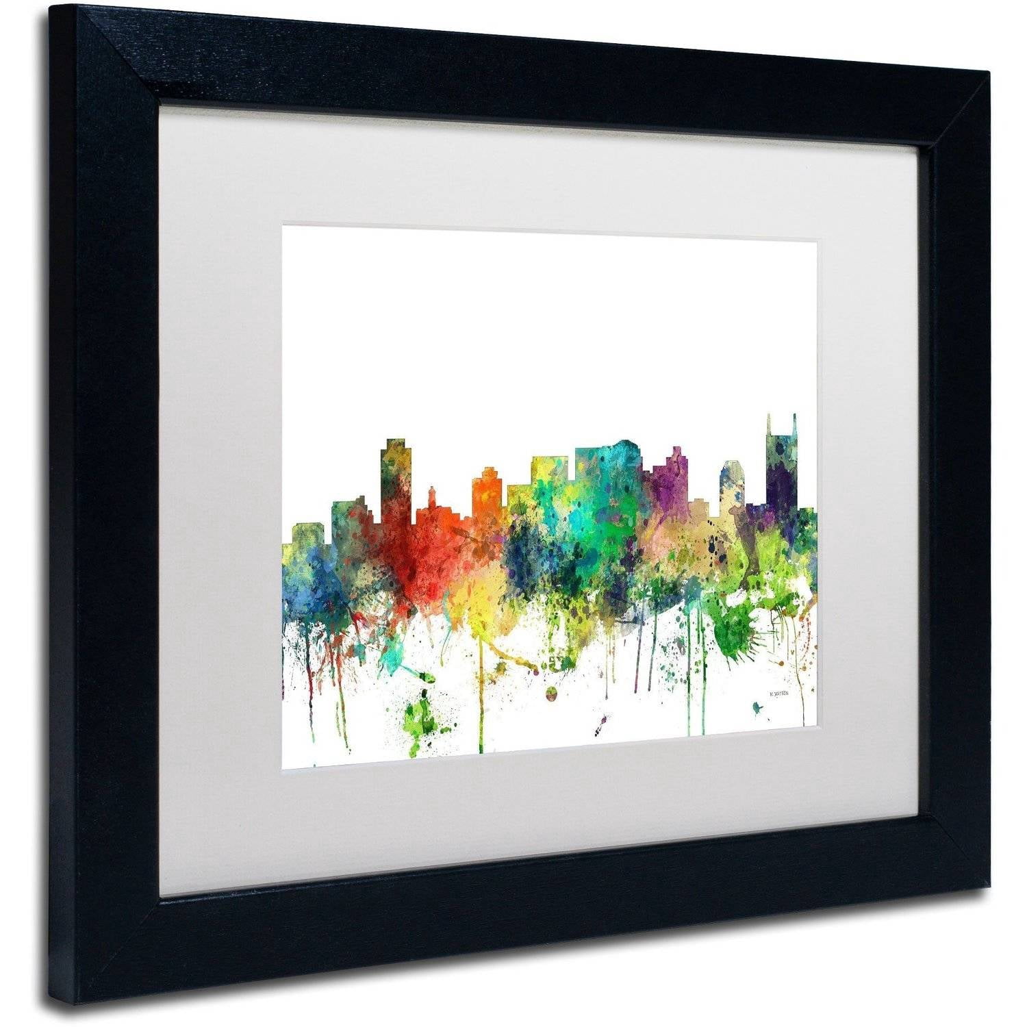 Trademark Fine Art "Nashville Tennessee Skyline SP" Canvas Art by Marlene Watson, White Matte, Black Frame