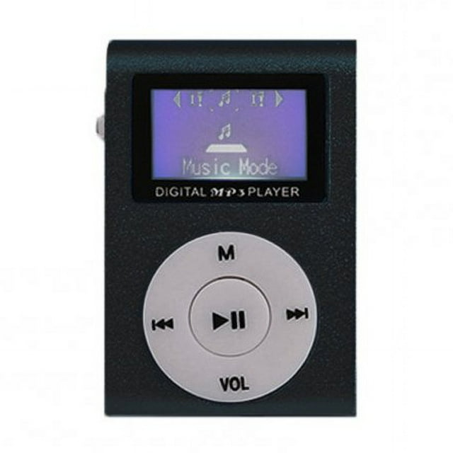 Mini Cube Clip-type Mp3 Player Display Rechargeable Portable Music Speaker with Earphone Usb Cable black