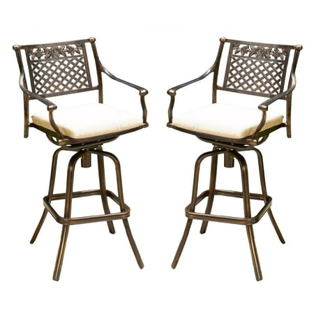 Sienna Cast Aluminum Barstool with Cushions (Set of 2)