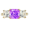 thumbnail image 7 of Three-Stone Engagement Ring for Women - 4ct Natural Amethyst in 14K Yellow Gold Promise Ring, 7 of 7