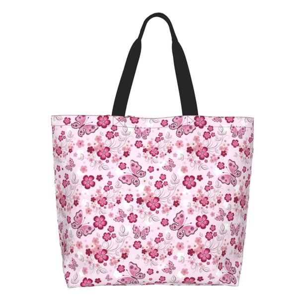 Disketp Flower Butterfly Bolsa Tote Estampada para Mujer, Bolso de Hombro y de Mano para Compras y Viajes