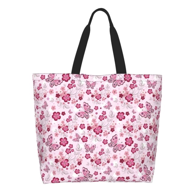 Disketp Flower Butterfly Bolsa Tote Estampada para Mujer, Bolso de Hombro y de Mano para Compras y Viajes