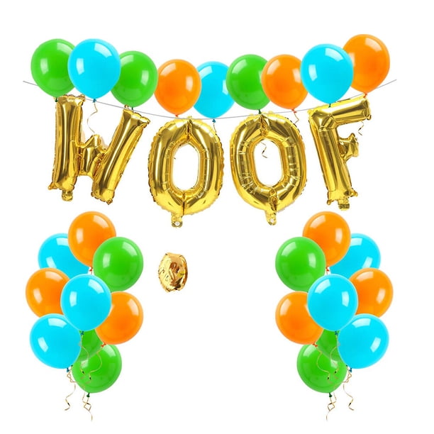 Juego de 35 globos con letras WOOF para fiestas de cumpleaños de perros