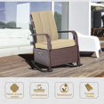 thumbnail image 3 of Outsunny Wicker Rocking Chair with Cushion Adjustable Footrest Khaki, 3 of 5