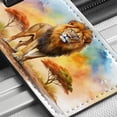 thumbnail image 6 of Lion African Plain Watercolor Faux Leather Travel Luggage Tag, 6 of 7