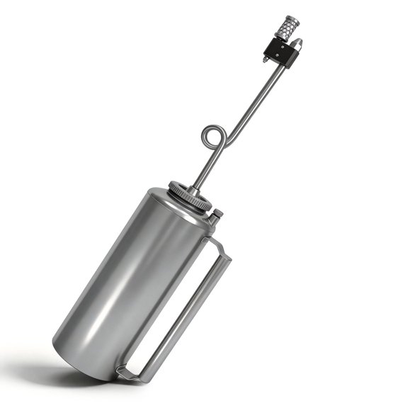 Antorcha antigoteo GuardFlow de hierro fundido con doble fondo, 5 litros, color plateado