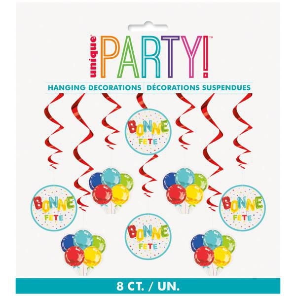 Décorations tourbillonnantes à suspendre Bright Bonne Fete Mesure 32", 8ct