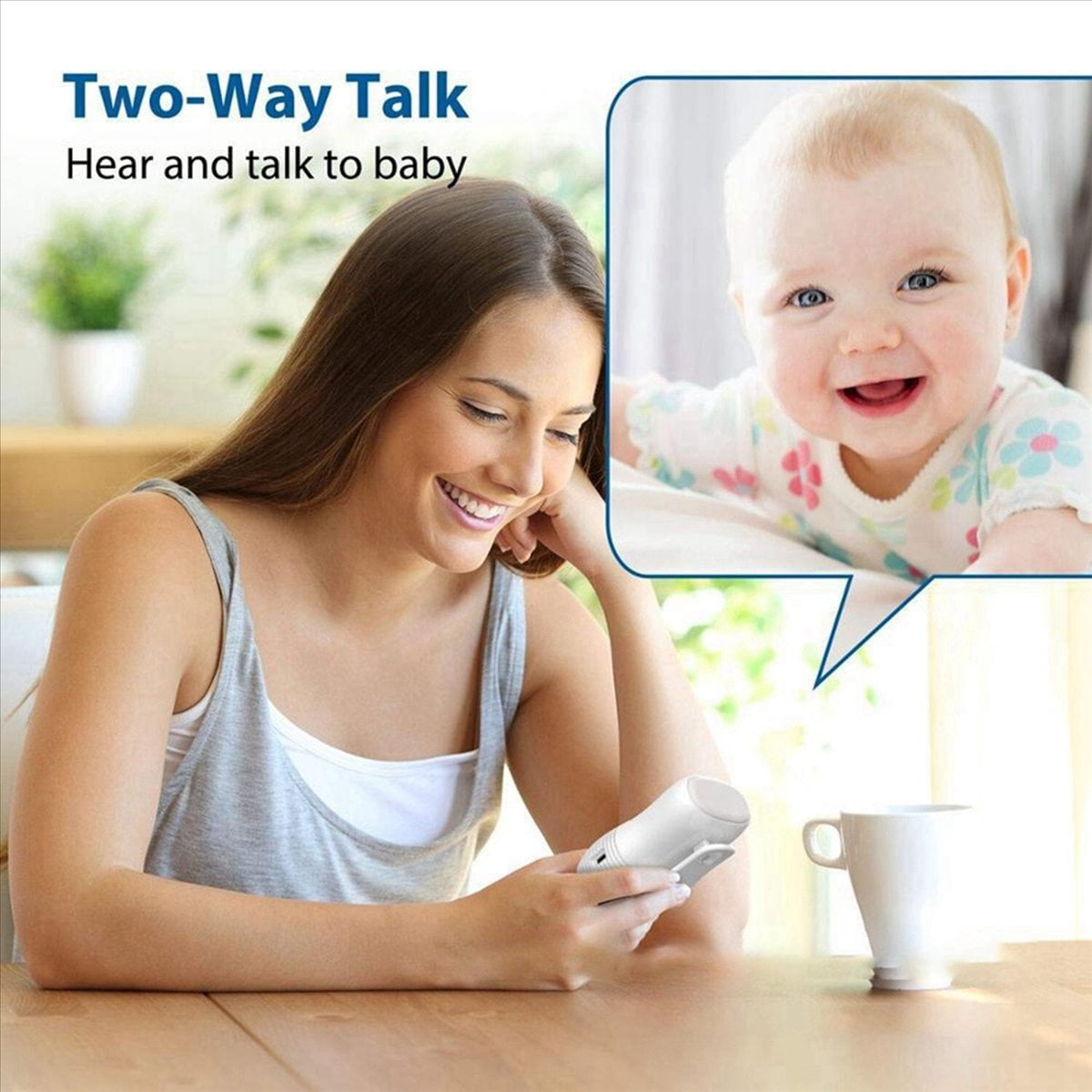 Baby Audio Monitor 2-Way Talk Intercom Wireless Night Light Home Child Safety Device 2.4GHz US-Plug