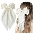 thumbnail image 3 of Elegant Bow Ribbon Hair Clip Fashion Satin Spring Clip Hair Pin White, 3 of 9