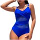 thumbnail image 5 of Trajes de baño de una pieza para mujer Trajes de baño de color sólido para mujer Trajes de baño fruncidos con cuello en V Trajes de baño sin espalda Conjunto de bikini Traje de baño para mujer, 5 of 9