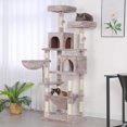 thumbnail image 2 of Cat Tree, 70 inches Tall Cat Tower condo with Toy for Indoor Large Cats, Cat House Furniture with Padded Plush Perch, Cozy Hammock and Sisal Scratching Posts,Muchroom, 2 of 14