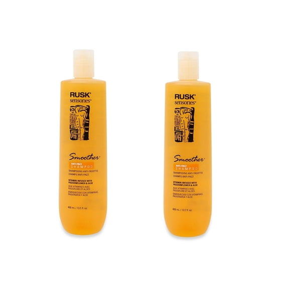 RUSK Smoother Anti-Frizz Passionflower & Aloe Shampoo 13.5oz (Pack of 2)
