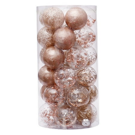 

Kaola 24Pcs Powder-filled Christmas Balls Shatterproof Plastic Faddish Xmas Tree Balls Pendants for Home