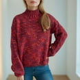 thumbnail image 2 of GigrtiJin Womens Contrast Color Knitted Sweater Top Long Sleeves Round Neck Casual Loose Pullover Sweaters Blouse, 2 of 5