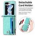 thumbnail image 6 of ELEHOLD for Samsung Galaxy Z Flip 6 Case, Leather Flip Detachable Card Holder Adjustable Cross-Body Strap Hinge Protection Shockproof Full Body Protective Case for Samsung Galaxy Z Flip 6,Green, 6 of 9
