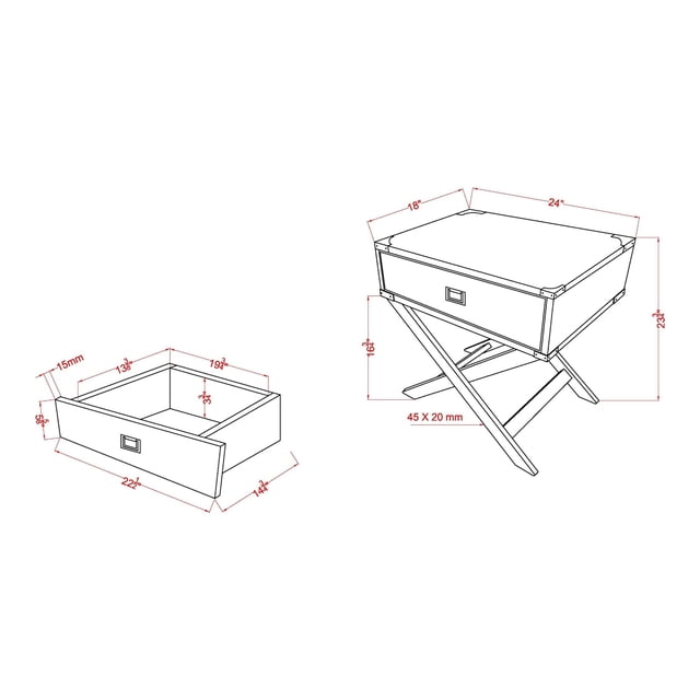 Bowery Hill Contemporary Wood X-Shape Legs End Table in White