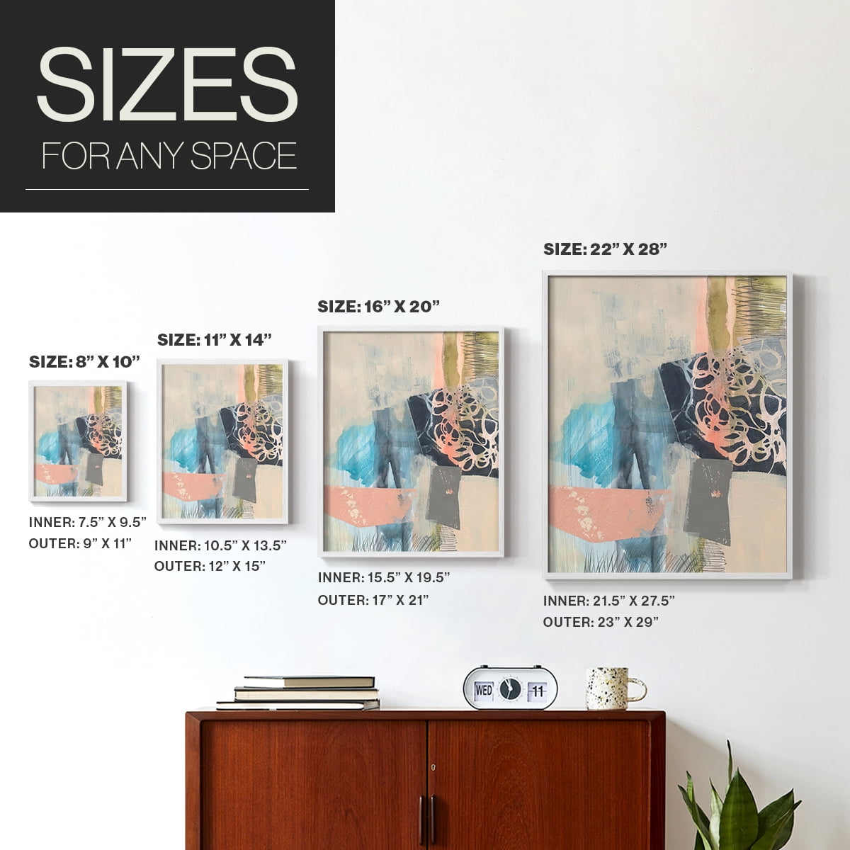 Reductive I in White Solid Wood 8 x 10 Framed Print