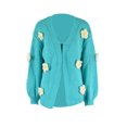 thumbnail image 5 of Caoirhny Women Fashion Wild Cardigan Flower Decor Lantern Long Sleeve Knitted Sweater Coat Autumn Winter Open Front Outerwear, 5 of 9