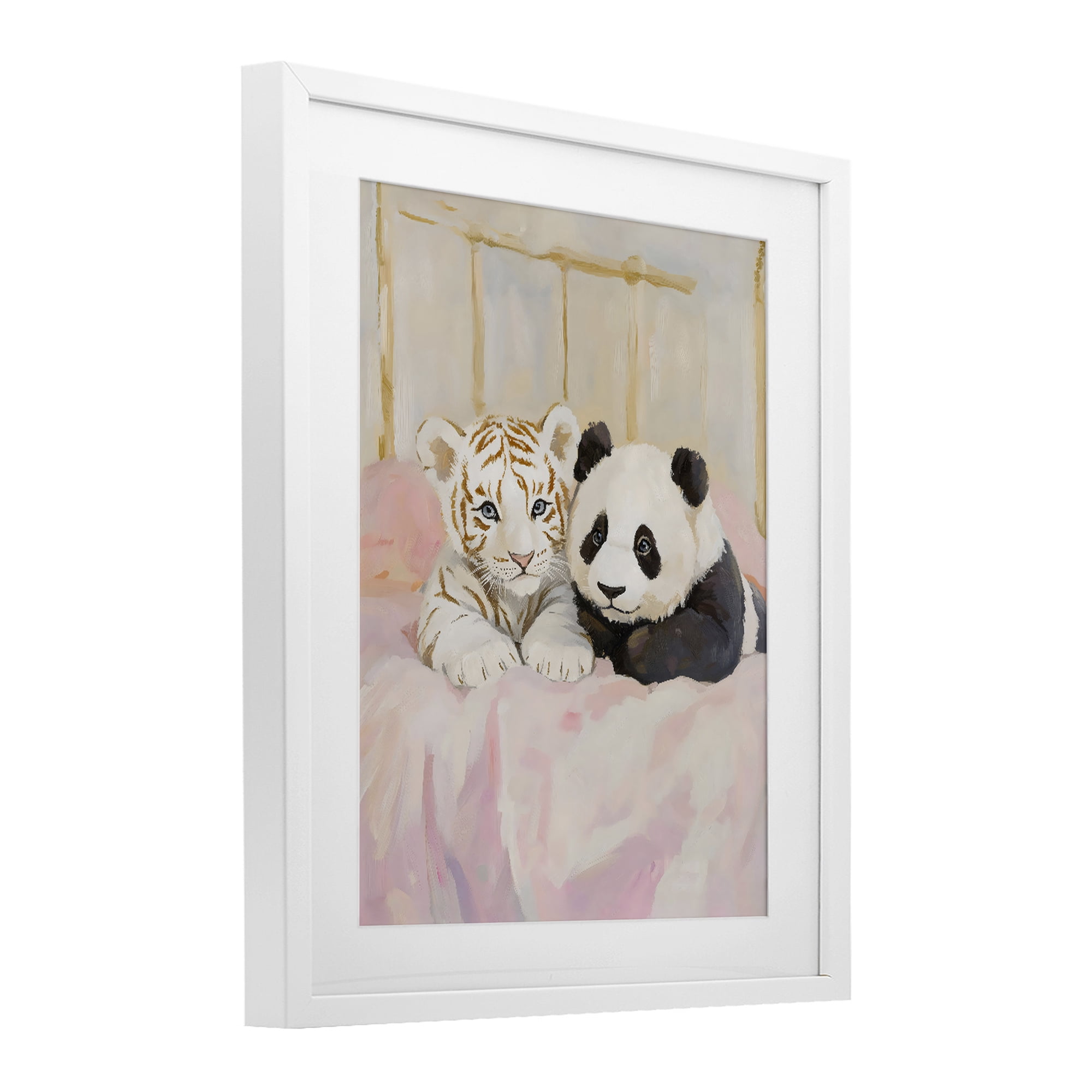 Stupell Industries Baby Panda & Tiger Cuddles White Framed Print Under Glass, design by The Prints Vibe