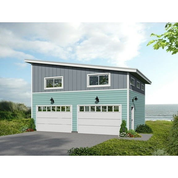 763-7203: Garage Modern 0 Bed, 0 Bath Luxury Home Plan, 0 Sq Ft: Full Blueprints with License to Build by Home Plan Marketplace - Lesuto