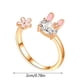 thumbnail image 2 of Anillos para mujer, regalos para mujer, anillo abierto de conejito y flores con diamantes a la moda para mujer., 2 of 3