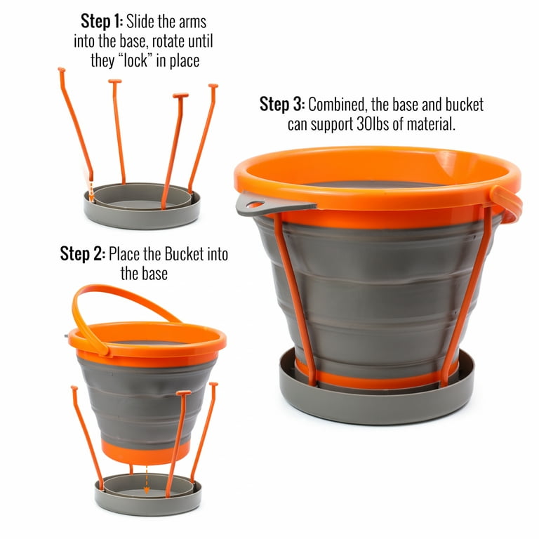 10L Collapsible Bucket with Collapsible Stand for Gold Prospecting, Gem  Hunting, and Gardening