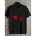 thumbnail image 1 of Heavyweight Maple Leaf Canada Red and Black Vector Unisex T-Shirt V22, up to Size 5XL, 1 of 4