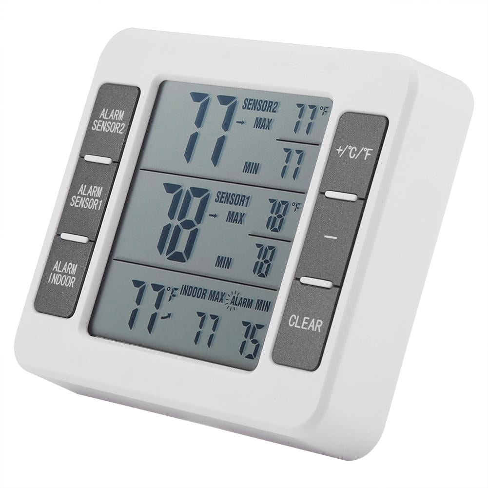 Wireless Digital Audible Alarm Refrigerator Thermometer with 2PCS Sensor Min/Max Display, Digital Refrigerater Therometer, Digital Alarm Thermometer