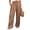 Brown women plus size wide leg pants a1, variant on Cagogo Women Plus Size Wide Leg Pants Cotton Linen Elastic Waist Flowy Casual Lounge Trousers with Pockets Summer Loose Long Pants for Work Beach Wear, Sky Blue M