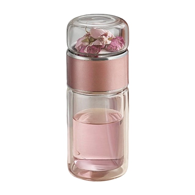 JIEMUCES Glass Tea Infuser Double Layer Insulation Tea Maker Leak-proof Portable Travel Tea Cup with Filter Tea Water Separation Tea Bottle Gift for Tea Lovers