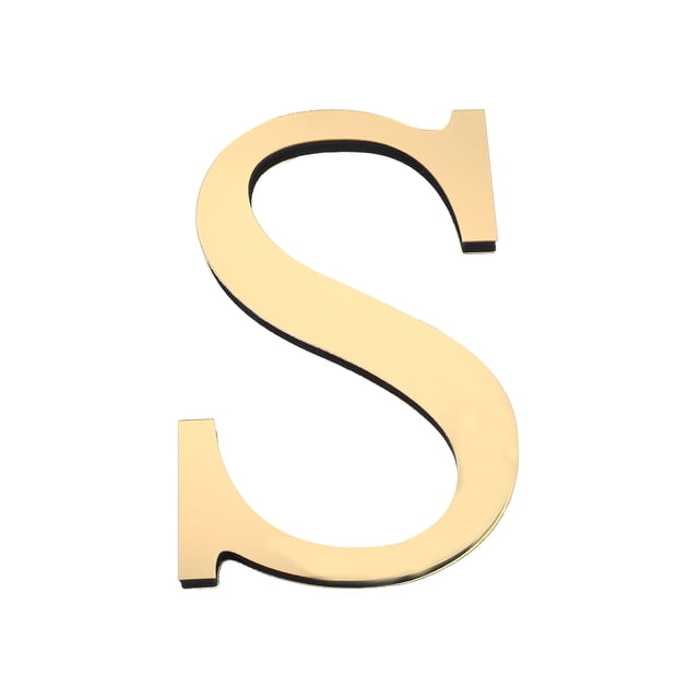 Uxcell 7.87 Pulgadas 3D Acrílico Letras Espejo Calcomanías de Pared Letra S Autoadhesiva Señal de Letra para Decoración del Hogar Dorado Claro