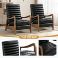 thumbnail image 7 of Bonzy Home Set of 2 Mid-Century Modern PU Leather Recliners with Adjustable Backrest & Footrest – Solid Wood Frame Accent Chairs for Living Room, Bedroom & Sunroom, Black, 7 of 7