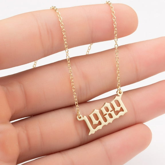 Yesbay 1980-2019 Birth Year Number Charm Pendant Stainless Steel Chain Necklace Jewelry-Golden 1989