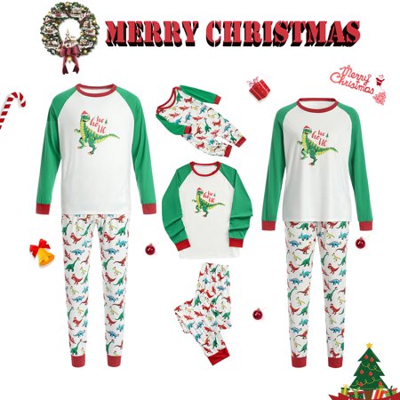 

Christmas Family Matching Pajamas Sets Dinosaur Print Sleepwear Xmas Holiday Loungewear Jammies Pjs for Adult Kids Baby