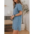 thumbnail image 6 of EMMIOL Women's Button Down Denim Dress Short Sleeve Babydoll Mini Jean Shirt Dress Fall Casual Trendy Outfit, 6 of 7
