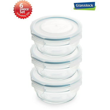 Glasslock Anti Spill Airtight Oven Safe Round Food Storage 3 Container Set (3.5cups/828ml)