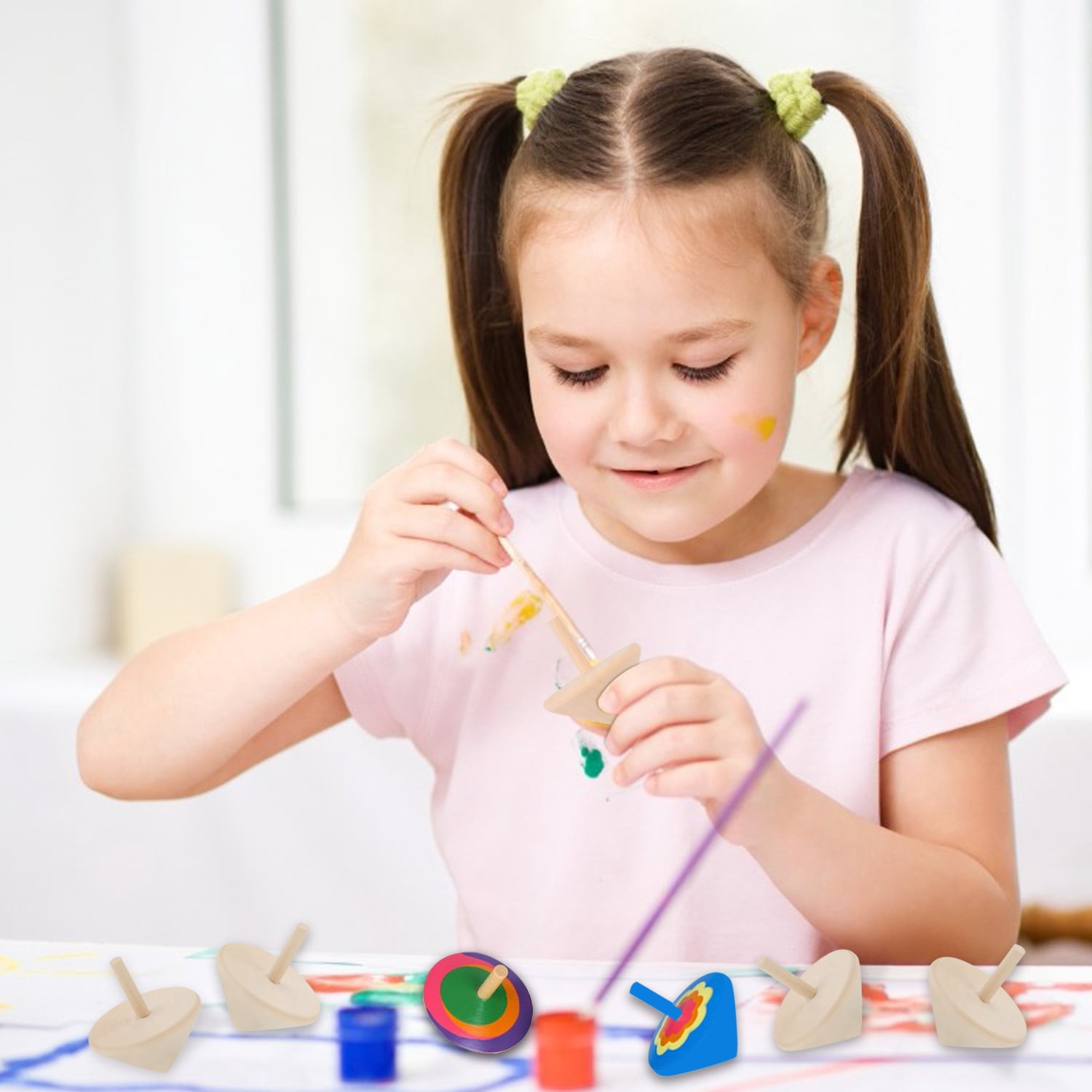 Les 5 Fantastiques Toupies Bois Jouet Garçon Fille Jeux Toupie Enfant