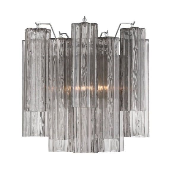 ADD-303-CH-SM Crystorama Lighting Addis - 2 Light Wall Sconce-14.5 Inch Tall and 14.5 Inch Wide-Polished Chrome Finish-Smoke Glass Color