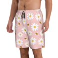 thumbnail image 2 of Pofeuu Daisy And Bee Prin Men's Swim Trunks Quick Dry Bathing Suit Swimming Board Shorts Mesh Lining Beach Swimwear-3X-Large, 2 of 6