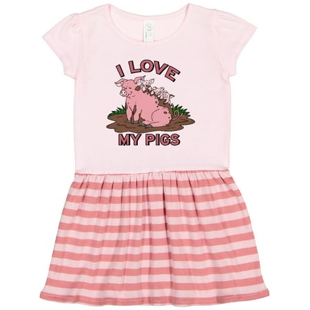 

Inktastic I Love My Pigs with Cute Pig Family Gift Toddler Girl Dress