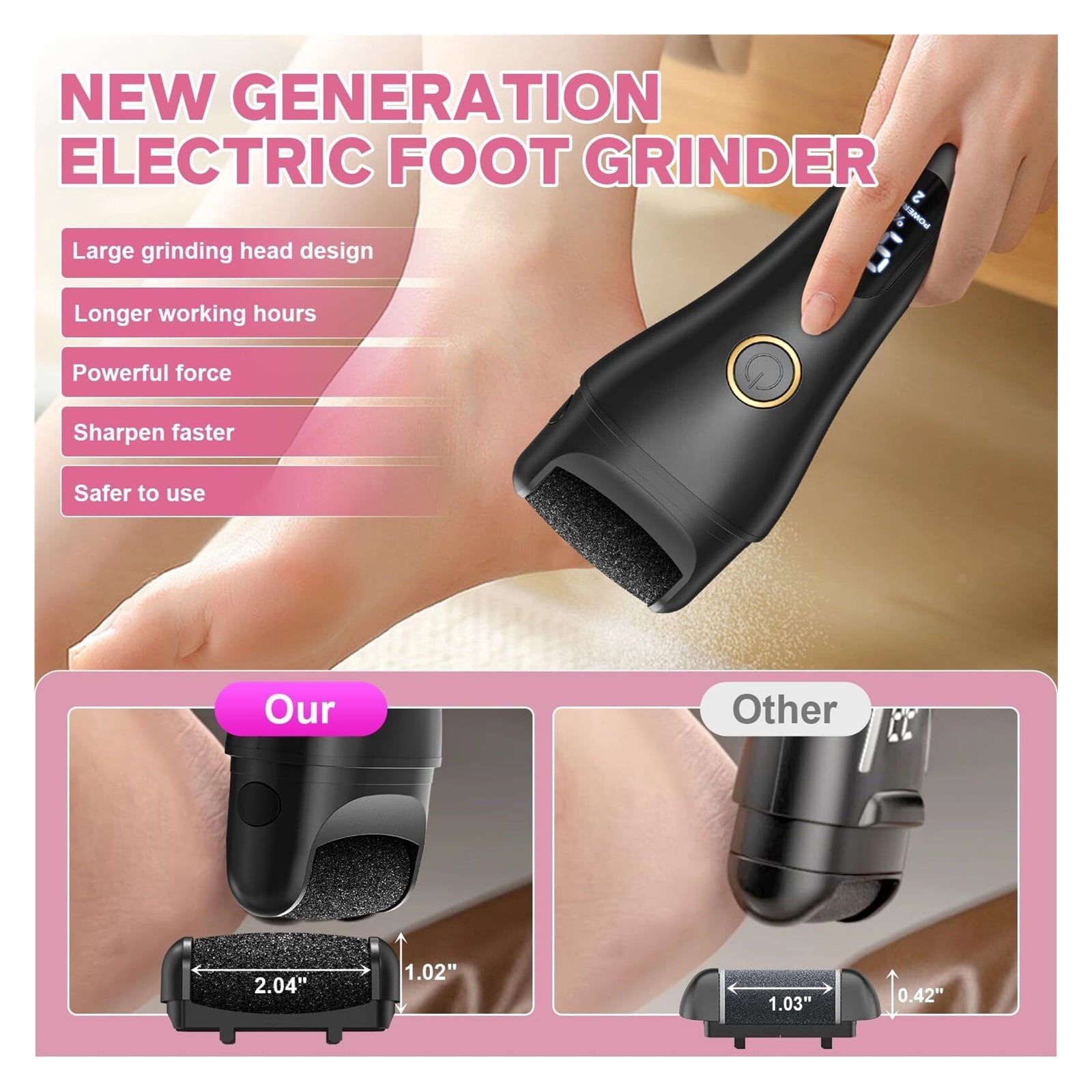 Electric Foot File - Callus Remover for Feet, Adjustable 3 Speed Foot Callus Remover with 16 in 1 Pedicure Tools Professional Foot Care, to Remove Dead Skin and Calluses Hard Skin Dry Cracks (Black)