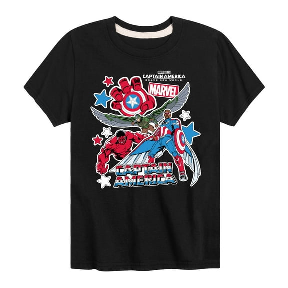 Marvel Captain America: Brave New World - Sticker Style - Toddler And Youth Short Sleeve Graphic T-Shirt