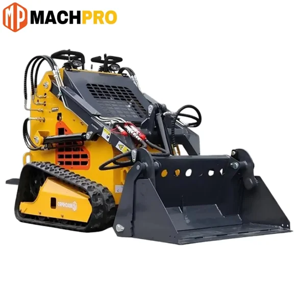 MachPro 24HP Skid Steer Loader, 3-Pump Hydraulic System,stand-on tracked, RATO Gas Engine, Triangle Tracks, 4-in-1 Bucket & Trencher Included