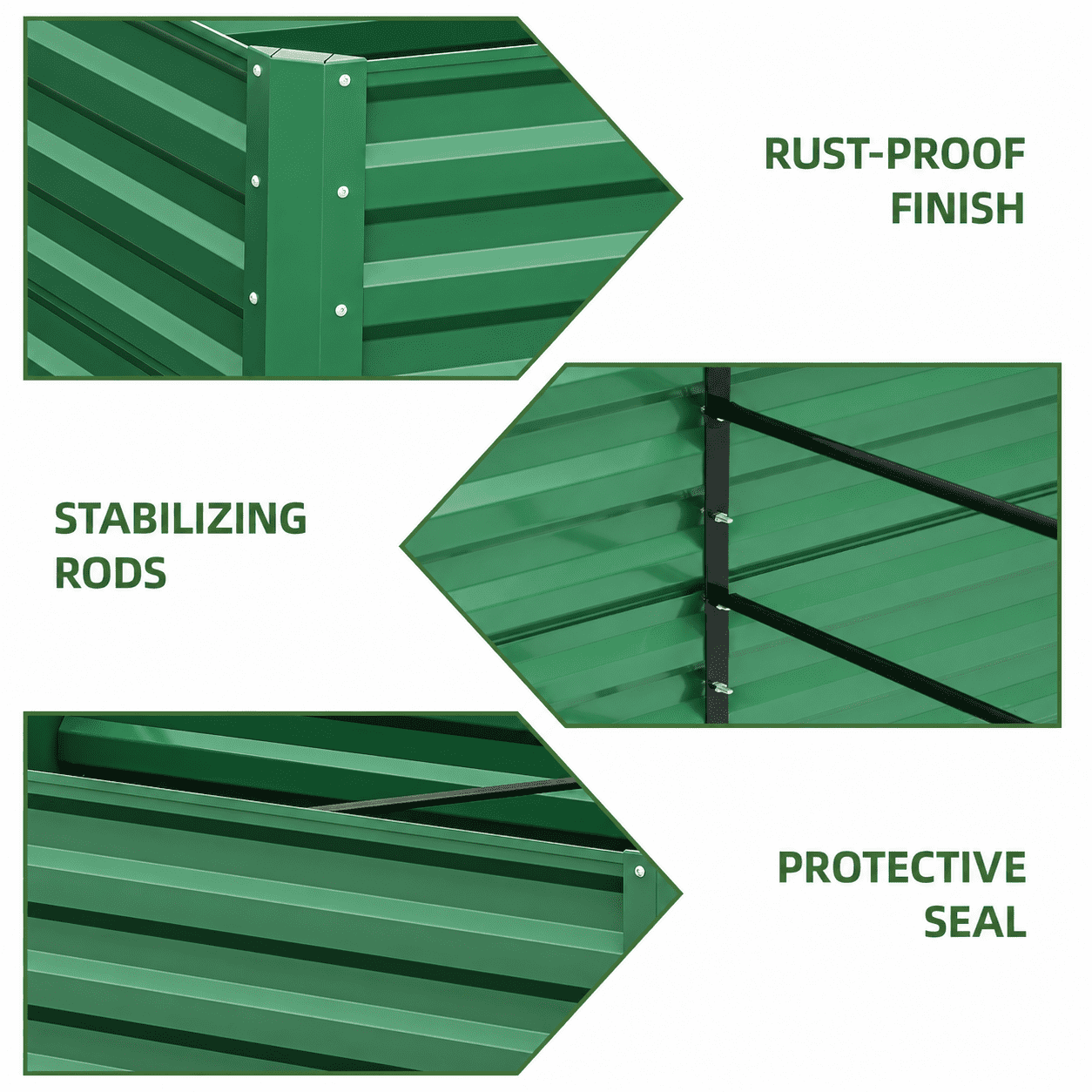 Uforic 6x3x2ft 2pcs Raised Garden Bed Kit, Galvanized Metal Planter with Gloves & Ground Nails, Green