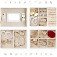 thumbnail image 5 of Gogcaro Synthetic Leather Jewelry Box Mirrored Watch Organizer Necklace Ring Earring Storage Lockable Gift Case (White), 5 of 7