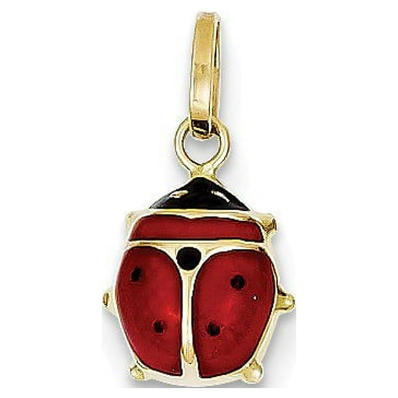 14k Yellow Gold Enameled Ladybug Charm - .4 Grams - Measures 10x6mm